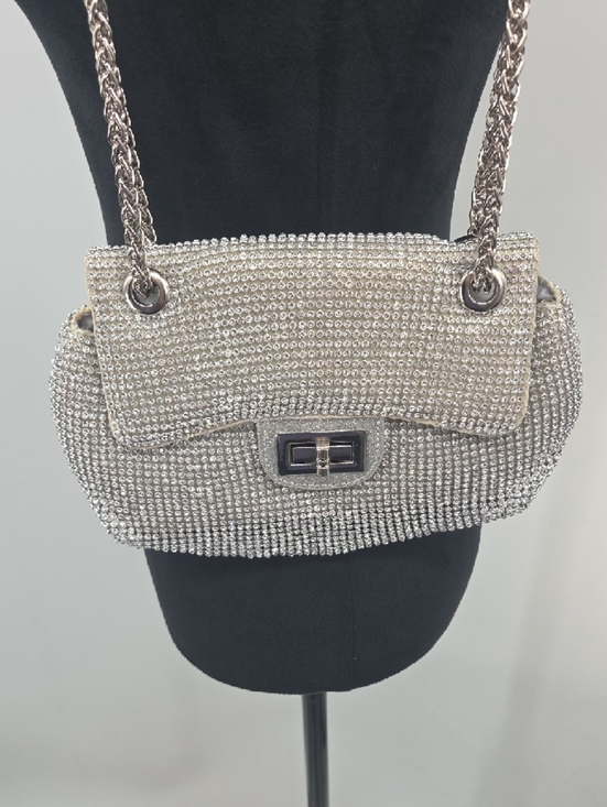 Handbags - Silver Crystal Chain Shoulder Bag Or Cross Body Bag